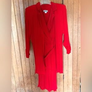 Taurus II vintage 1980 Bold Red V-Neck Dress